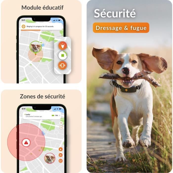 Collier GPS pour chien - WEENECT Chien XT - Antenne XL - Etanche - Collier Julius-K9 - Fonctionne avec abonnement - Noir