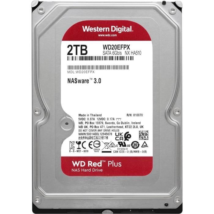 Disque Dur 3,5" Western Digital Red Plus 2To 64Mo - S-ATA 3,5"