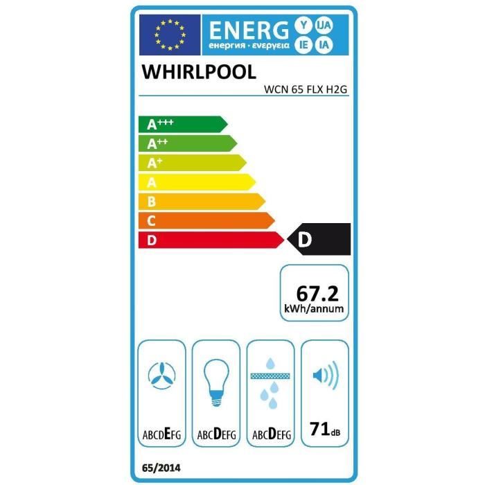 Hotte encastrable visiere Hood2GO - WHIRLPOOL - WCN65FLXH2G - Inox - Classe D - 13,2 x 56,4 x 59,5 cm