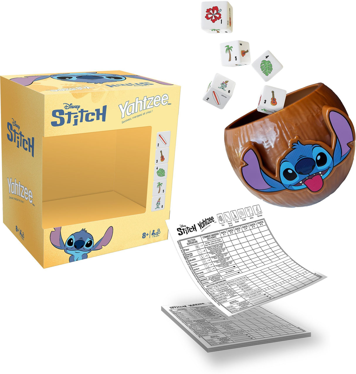 Yahtzee Stitch, Jeu de société de dé et de voyage, Jeu Stitch Disney, Winning Moves, Des 8 ans