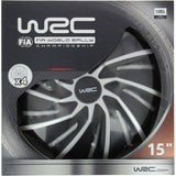 Lot de 4 enjoliveurs Bi-couleur gris & noir 15 pouces - WRC - TURBO - Look racing - Fixation simple et rapide par clips