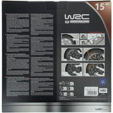 Lot de 4 enjoliveurs Bi-couleur gris & noir 15 pouces - WRC - TURBO - Look racing - Fixation simple et rapide par clips