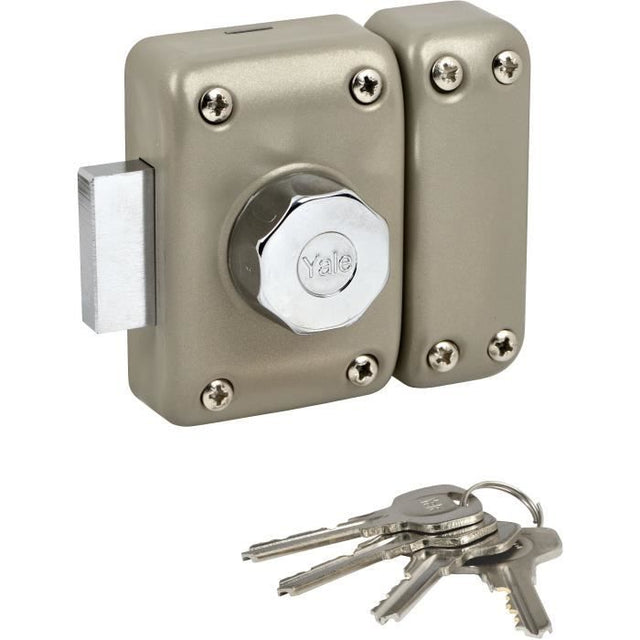 Verrou YALE YV25BT-50 - Bouton et cylindre 5 goupilles diametre 23 mm - 4 clés - beige