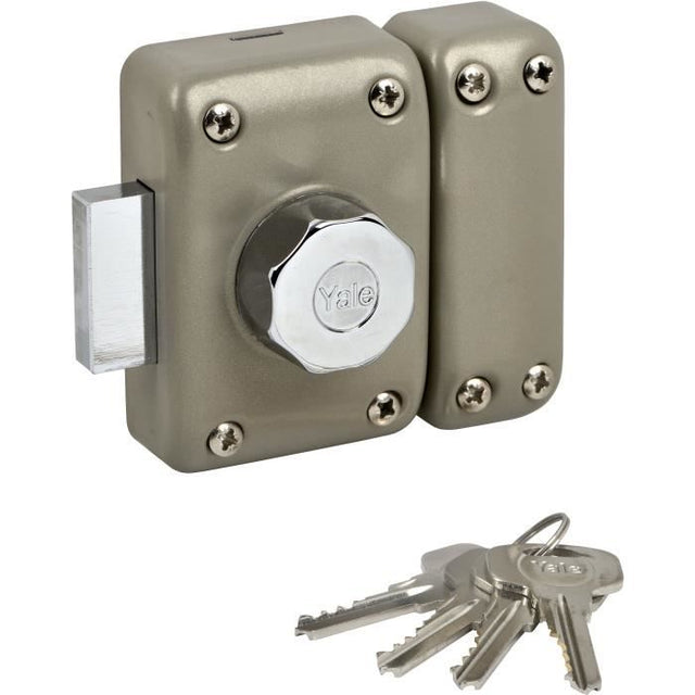 Verrou cylindre double YALE YV25DE-45 - 5 goupilles - 4 clés - beige