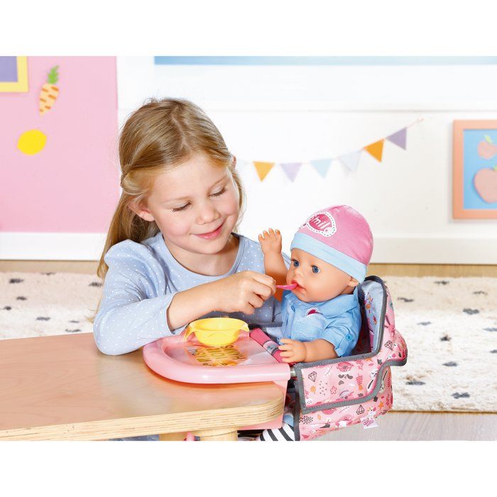 Chaise haute pour poupon - BABY BORN - Se fixe sur la table - Jouet d'imitation - Rose - Des 3 ans