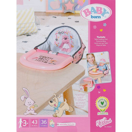 Chaise haute pour poupon - BABY BORN - Se fixe sur la table - Jouet d'imitation - Rose - Des 3 ans
