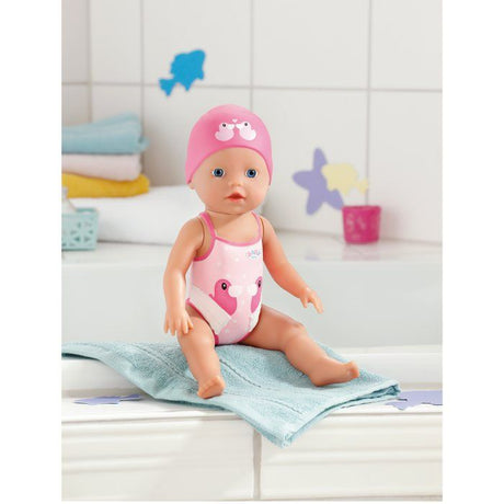 Poupon - BABY BORN -  Ma premiere nage - Poupée fille 30 cm - Tenue non détachable et bonnet - Jouet de bain - Des 1 an