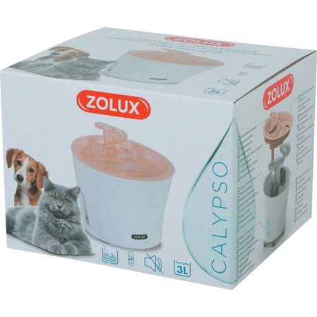 Fontaine a eau - ZOLUX - Calypso pour chat et chien - 3 L - Avec 2 filtres inclus - Rose