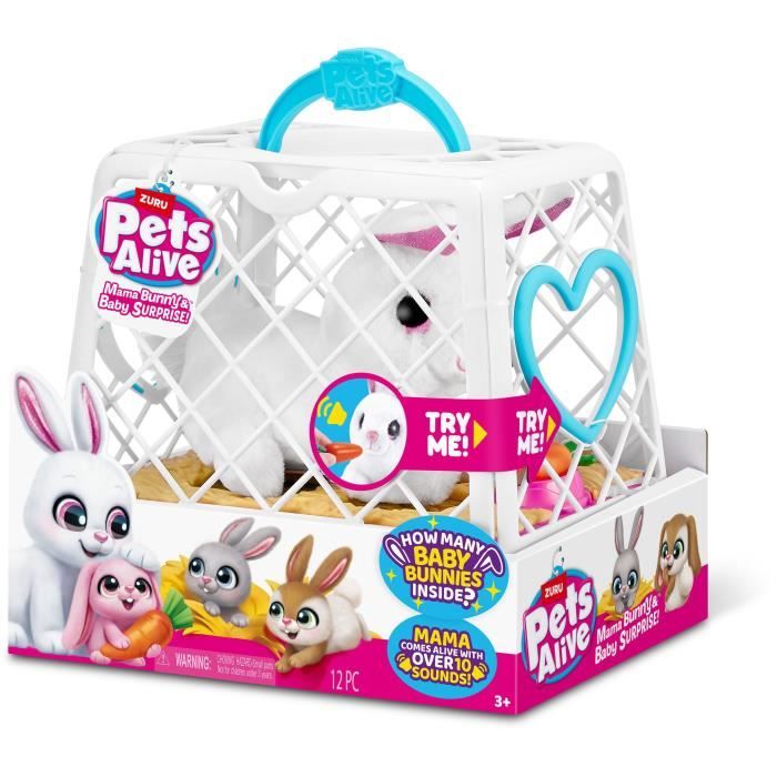 Jeu interactif - ZURU - PETS ALIVE Mama Bunny & Baby - Lapin sonore - 10 sons - Bébés surprises