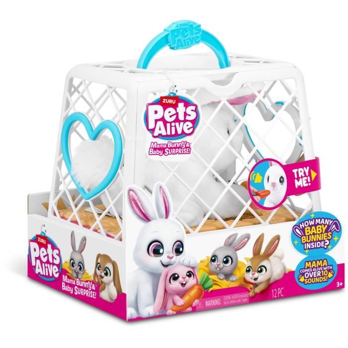 Jeu interactif - ZURU - PETS ALIVE Mama Bunny & Baby - Lapin sonore - 10 sons - Bébés surprises