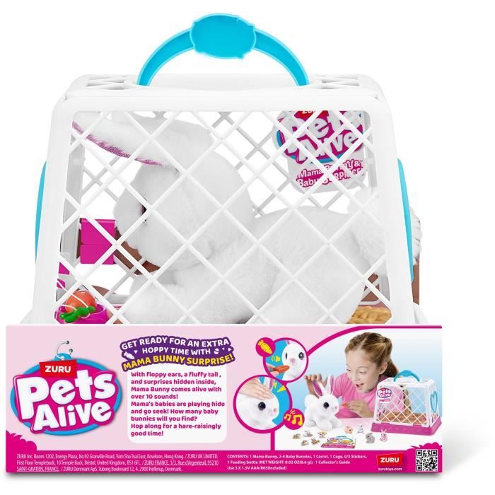 Jeu interactif - ZURU - PETS ALIVE Mama Bunny & Baby - Lapin sonore - 10 sons - Bébés surprises