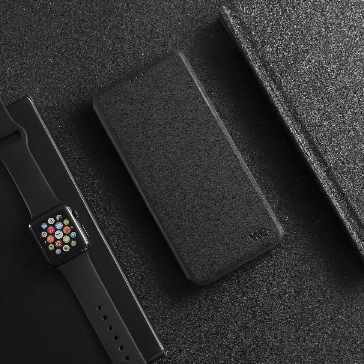 WE Etui folio CLASSIQUE SAMSUNG GALAXY A8 Noir - Avec fen e