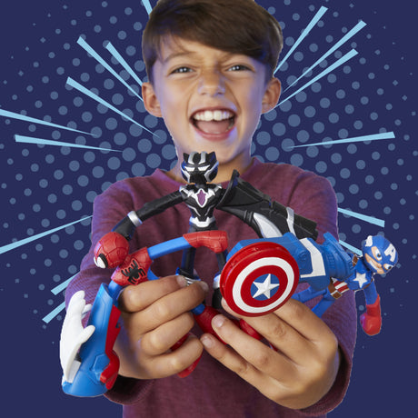 Play-Doh Captain America, coffret Moto tranchante avec figurine flexible, 3 accessoires et pâte a modeler, des 4 ans, Marvel