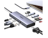 Hub USB-C 9 en 1 - UGREEN - HDMI, VGA, RJ45, SD, TF, USB-C - Noir