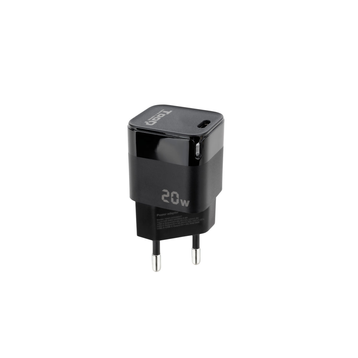Chargeur secteur TooQ 1 port USB-C 20W (Noir)