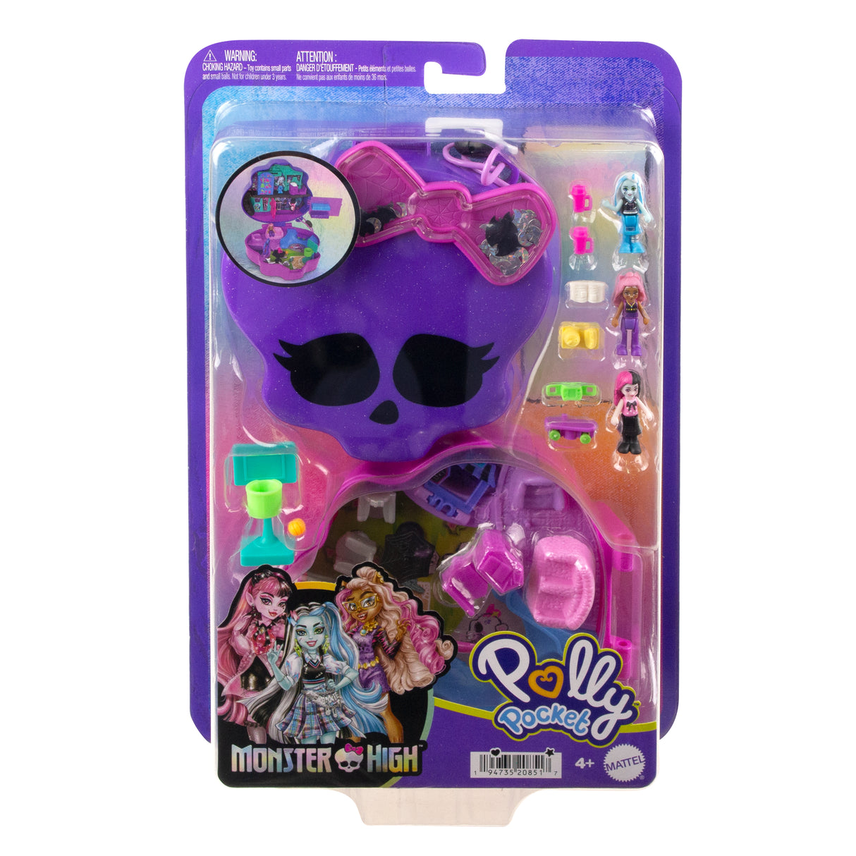 Polly Pocket-Monster High-Coffret 3 mini-figurines et 10 accessoires HVV58