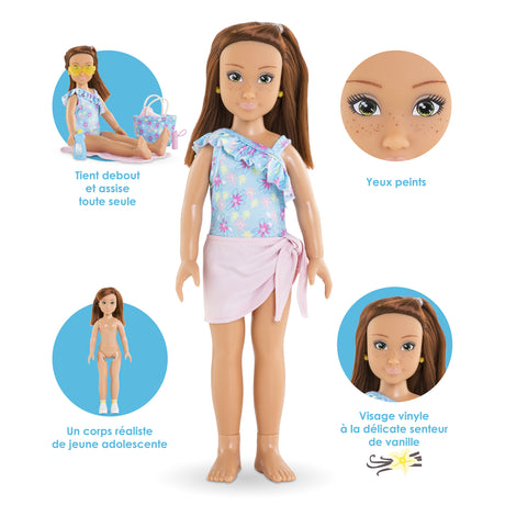 Coffret Zoé a la plage - COROLLE GIRLS - Poupée mannequin - 5 accessoires - 28 cm - Des 4 ans