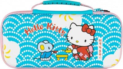 Housse de protection et transport console - Nintendo Switch 2 - Konixt  Hello Kitty - Filet rangement accessoires - Motif thé - Bleu