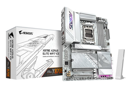 Carte mere - GIGABYTE - X870E A ELITE WF7 ICE - Format ATX - Chipset AMD X870E - DDR5 & PCIe 5.0 - WiFi 7