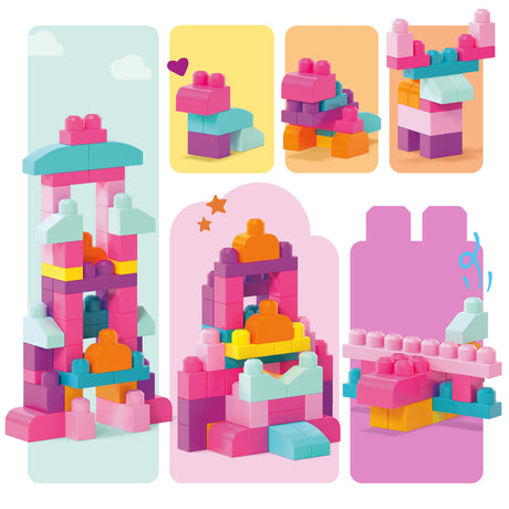 Mega Bloks - Sac Medium Rose 60 briques - Briques de construction  - 12 mois et + DCH54