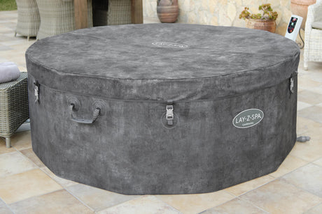 Spa semi rigide BESTWAY - Lay-Z-Spa Carrara - 140 airjets - 170 x 65 cm - 4 a 6 places - Rond (couverture, cartouche, 4 appuie-tete)
