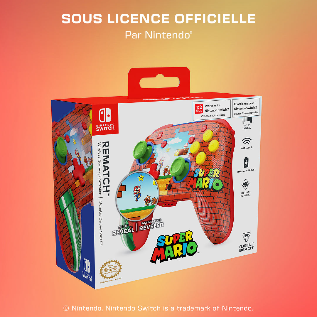 Manette de jeu - Nintendo Switch - Rematch Mario Bricks - Sans fil - Rouge - Turtle Beach