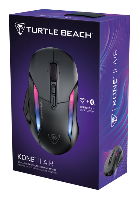 Souris gaming sans fil - Turtle Beach Kone™ II Air - Ergonomique - Noir, Bluetooth, 26 000 DPI, molette 4D