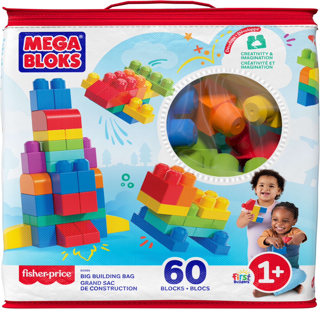 Mega Bloks - Sac Medium Classique 60 briques - Briques de construction  - 12 mois et + DCH55