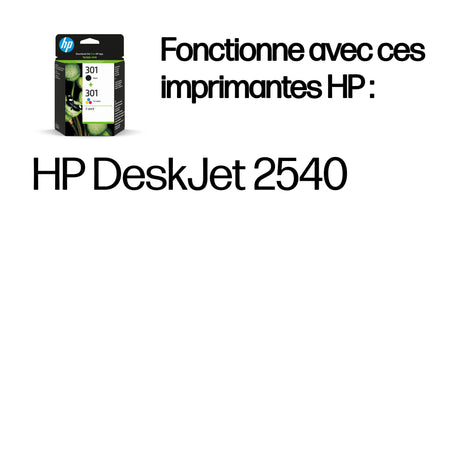 HP 301 Pack de 2 cartouches d'encre noire et trois couleurs authentiques (N9J72AE) pour HP Envy 4505, DeskJet 1050/1512/2548/3057A