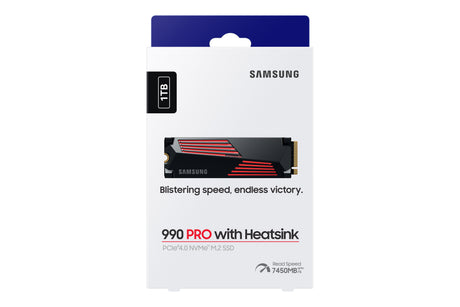 SAMSUNG - 990 PRO avec dissipateur- SSD Interne - 1 To - NVMe M.2 PCIe 4.0x4 - Vitesse lecture jusqu'a 7 450 Mo/s