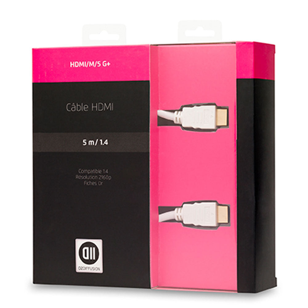 C ble HDMI m le/m le blanc 5m