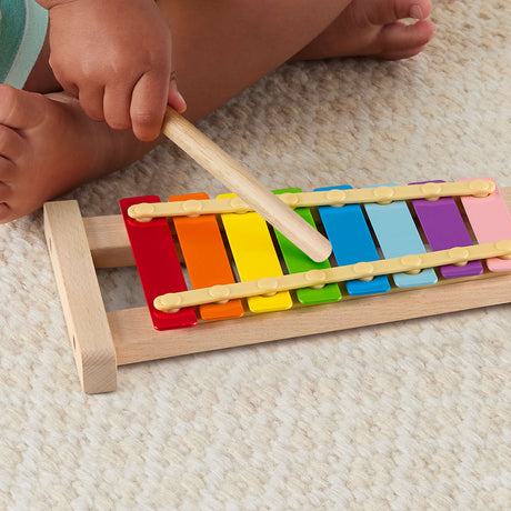 Fisher-Price-Xylophone en bois, instrument de musique avec 2 pieces HXV13