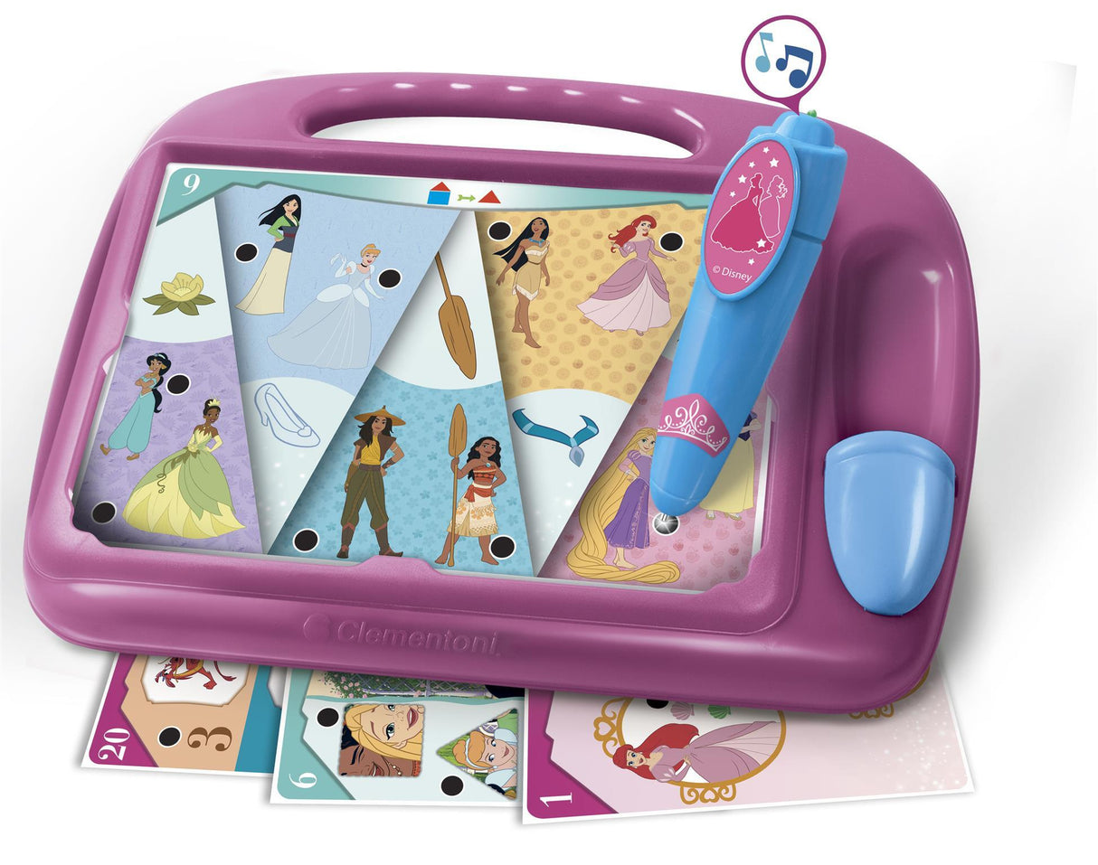 Clementoni - Pupitre Princesses Disney - Jeu éducatif - Découvre les formes, les couleurs, les chiffres, l'espace et les dimensions