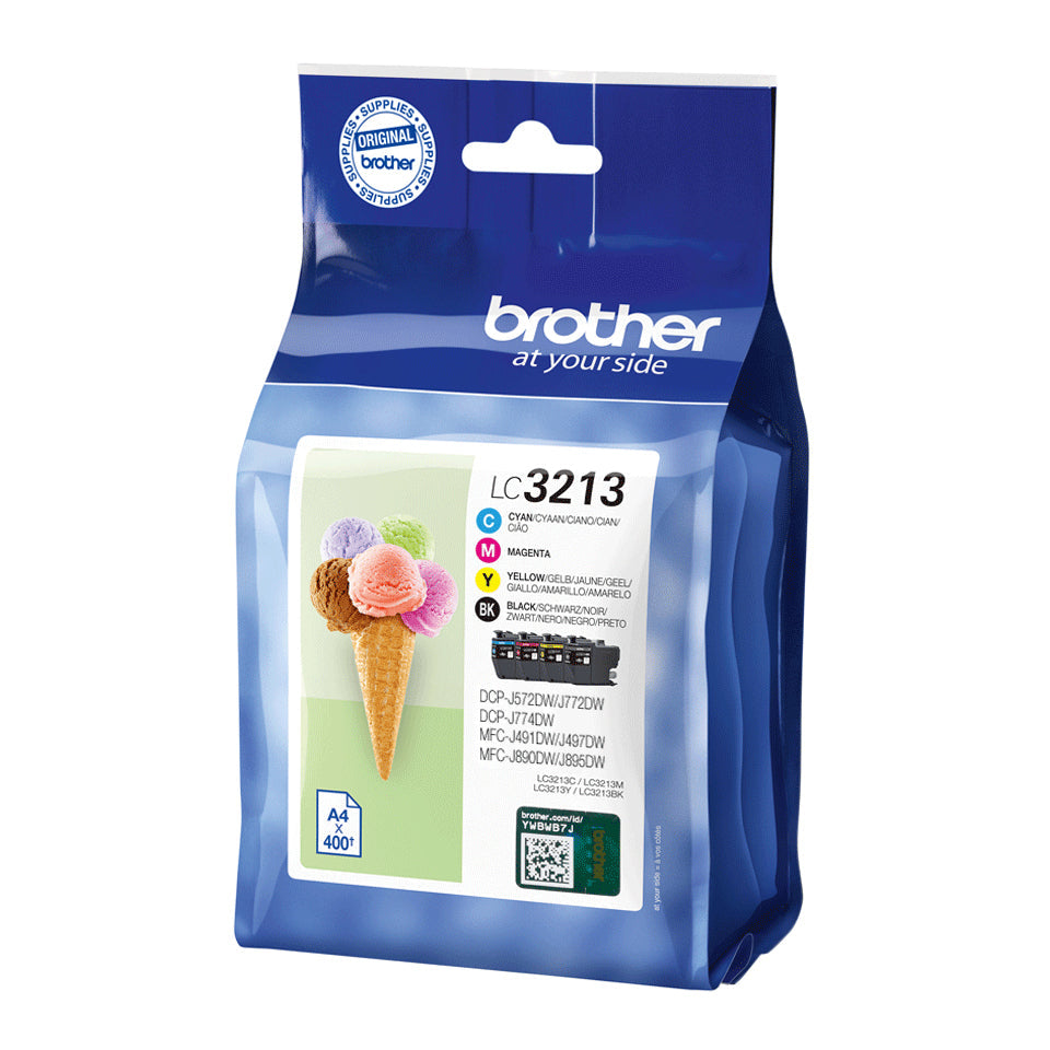 Pack 4 cartouches d'encre Brother LC3213 (Noir + Couleurs)