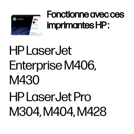 Cartouche de toner noir HP 59X grande capacité authentique (CF259X) pour LaserJet Pro M304/M404/MFP M428