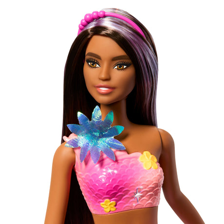Barbie - Sirene Fleur Magique - Poupée aux longs cheveux bruns - Barbie - JDM73