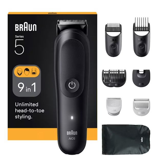 Tondeuse cheveux et barbe - Série 5-  BRAUN - AIO5540 - 120 min - 14 réglages - Noir