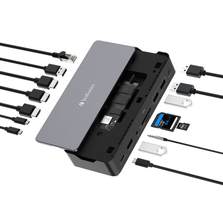 Station d'accueil portable USB-C 3.2 Verbatim CDS-15S avec lecteur SSD (Gris)
