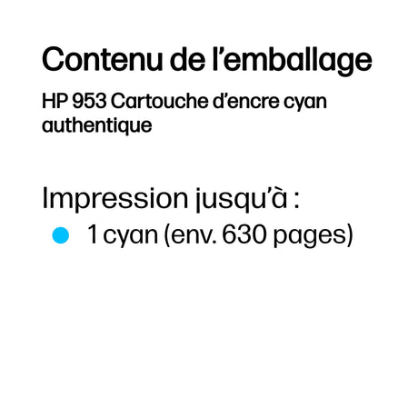 HP 953 Cartouche d'encre cyan authentique (F6U12AE) pour HP OfficeJet Pro 8710/8715/8720