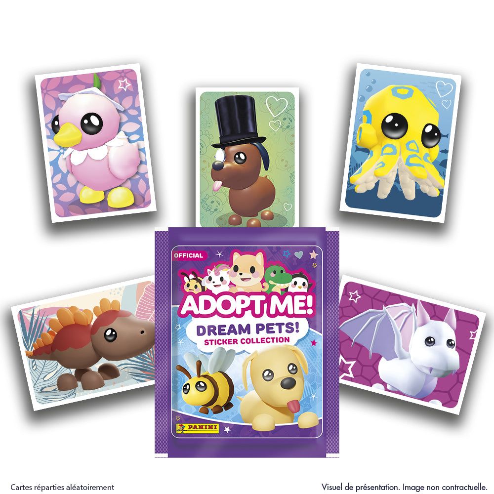 Stickers - PANINI - Adopt Me! Roblox - Blister 6 pochettes - 1 carte édition limitée - 35 stickers