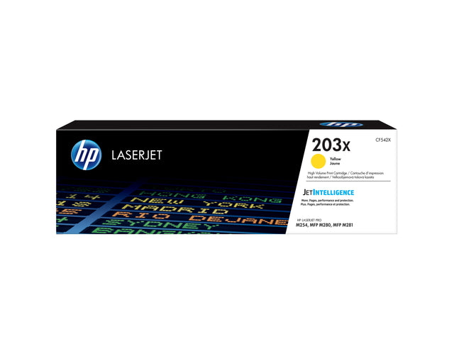 Cartouche de toner jaune HP 203X LaserJet grande capacité authentique pour HP Color LaserJet Pro M254/M280/M281