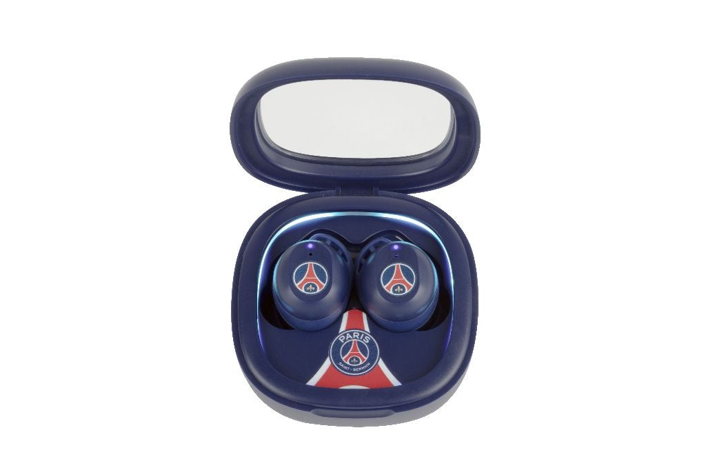 Écouteurs sans fil - KONIX - PSG - Autonomie 8 h + 15 h avec boîtier - Résistance a l'eau IPX4 - Bluetooth - Bleu