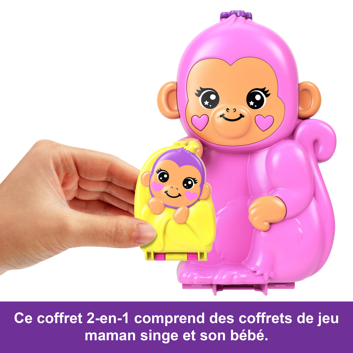 Polly Pocket-Maman Singe et Son Bébé-Coffret 2 mini-figurines HWP04
