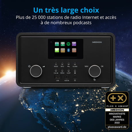 Radio Internet - MEDION - DAB - Bluetooth - 2x10W RMS - Noir