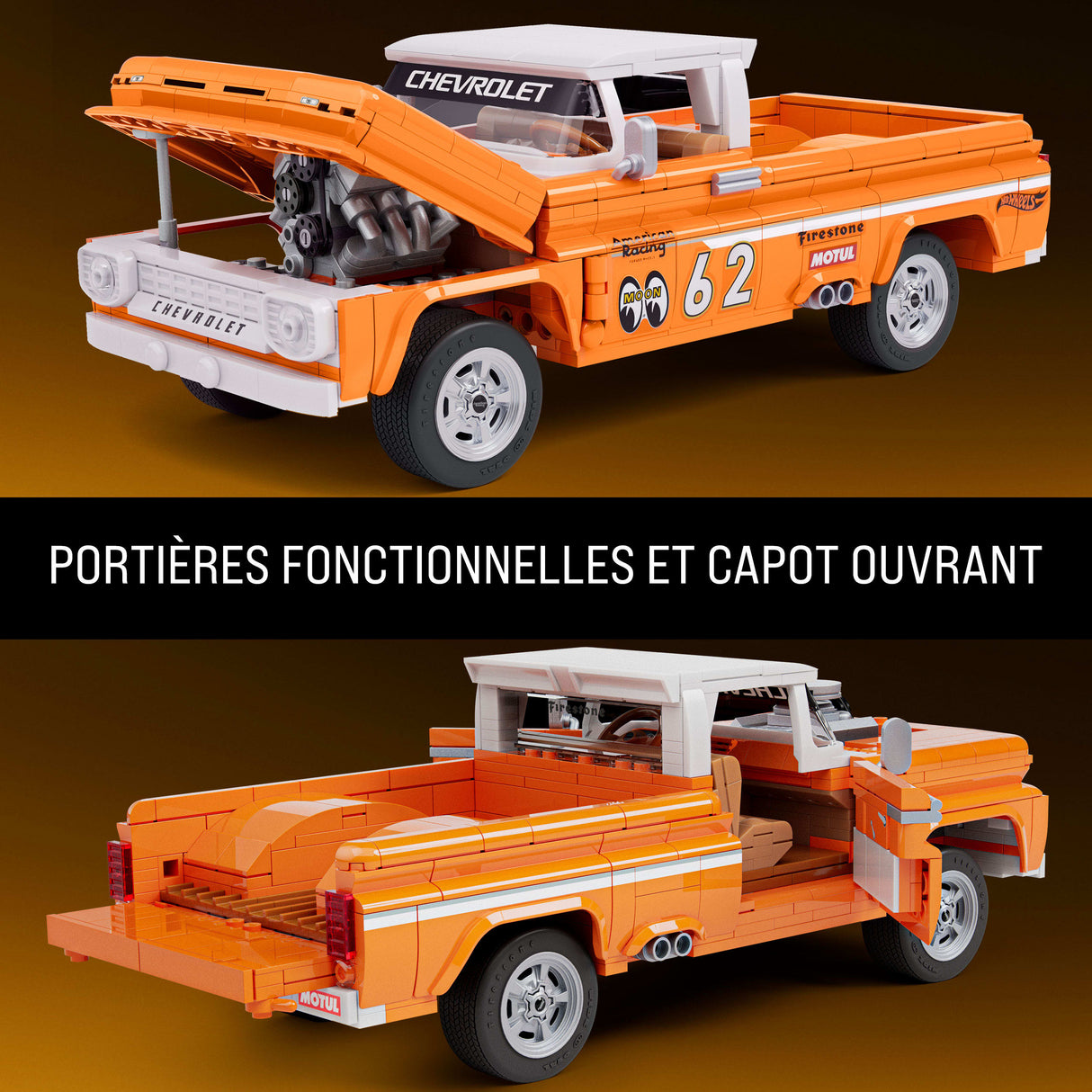 Hot Wheels - Coffret de Construction Custom Chevy Pickup 1962 Mattel Brick Shop - Mattel Brick Shop - JFT20