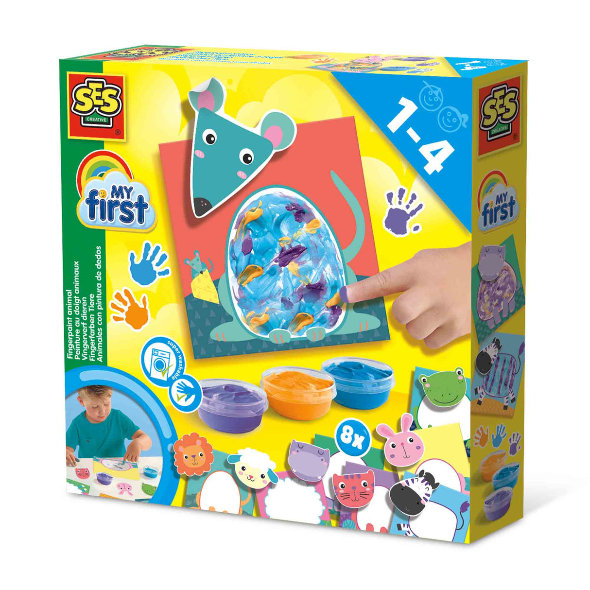 Kit peinture au doigt - SES CREATIVE - My First - Animaux - Arts créatif pour bébé - 10 pages - Peinture lavable - 1+