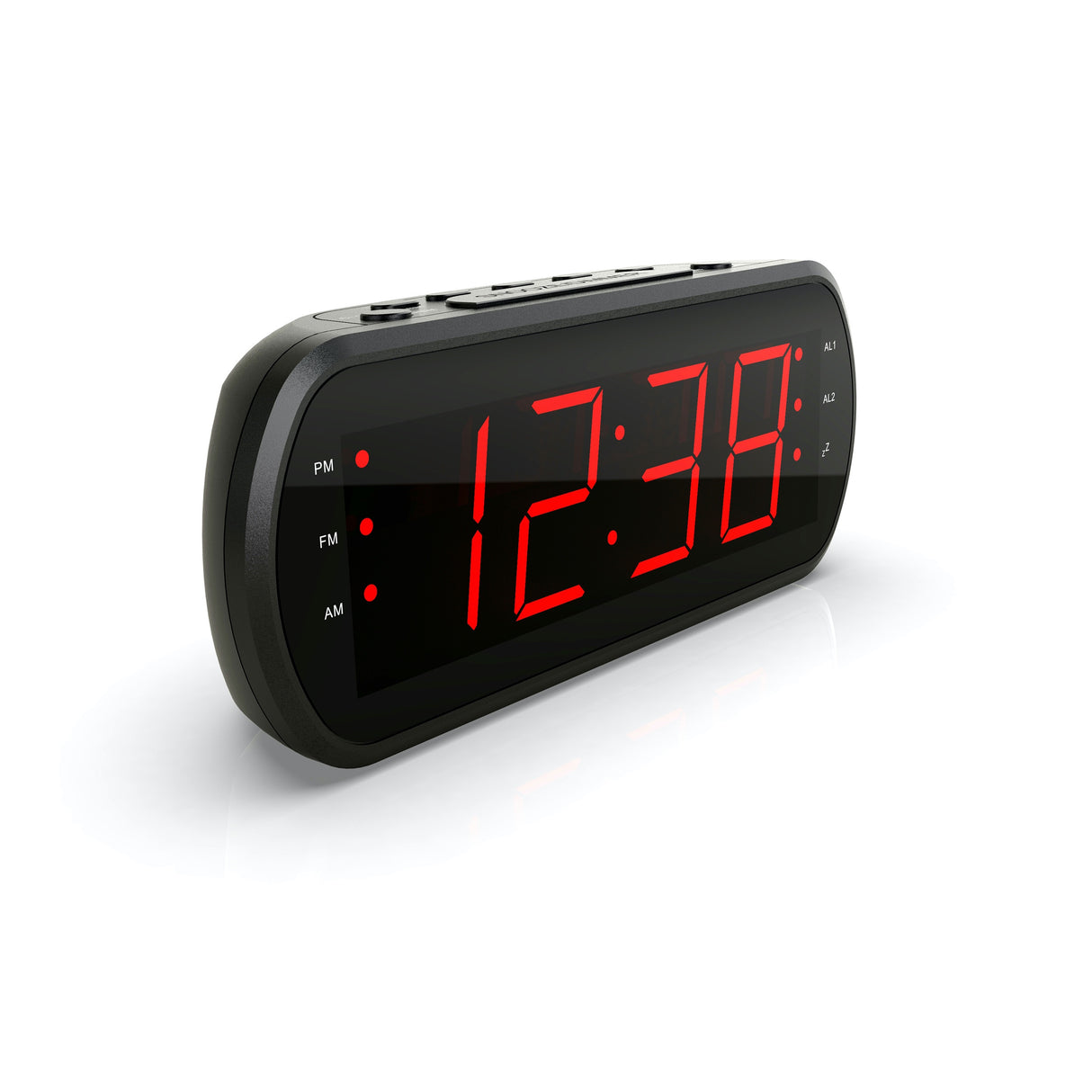 Radio réveil grand affichage écran 1.8'', Radio FM , Dual alarme, Led Rouge 1 po