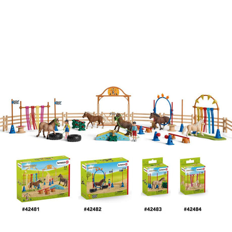 Coffret d'entraînement agilité équestre avec Cheval, Ensemble de 41 Pieces, Schleich 42481 Farm World, des 3 ans