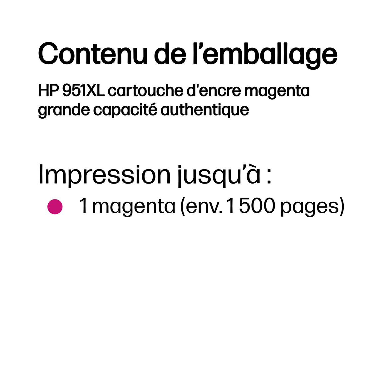 HP 951XL Cartouche d'encre magenta grande capacité authentique (CN047AE)  pour HP OfficeJet Pro 251dw/276dw/8100/8600