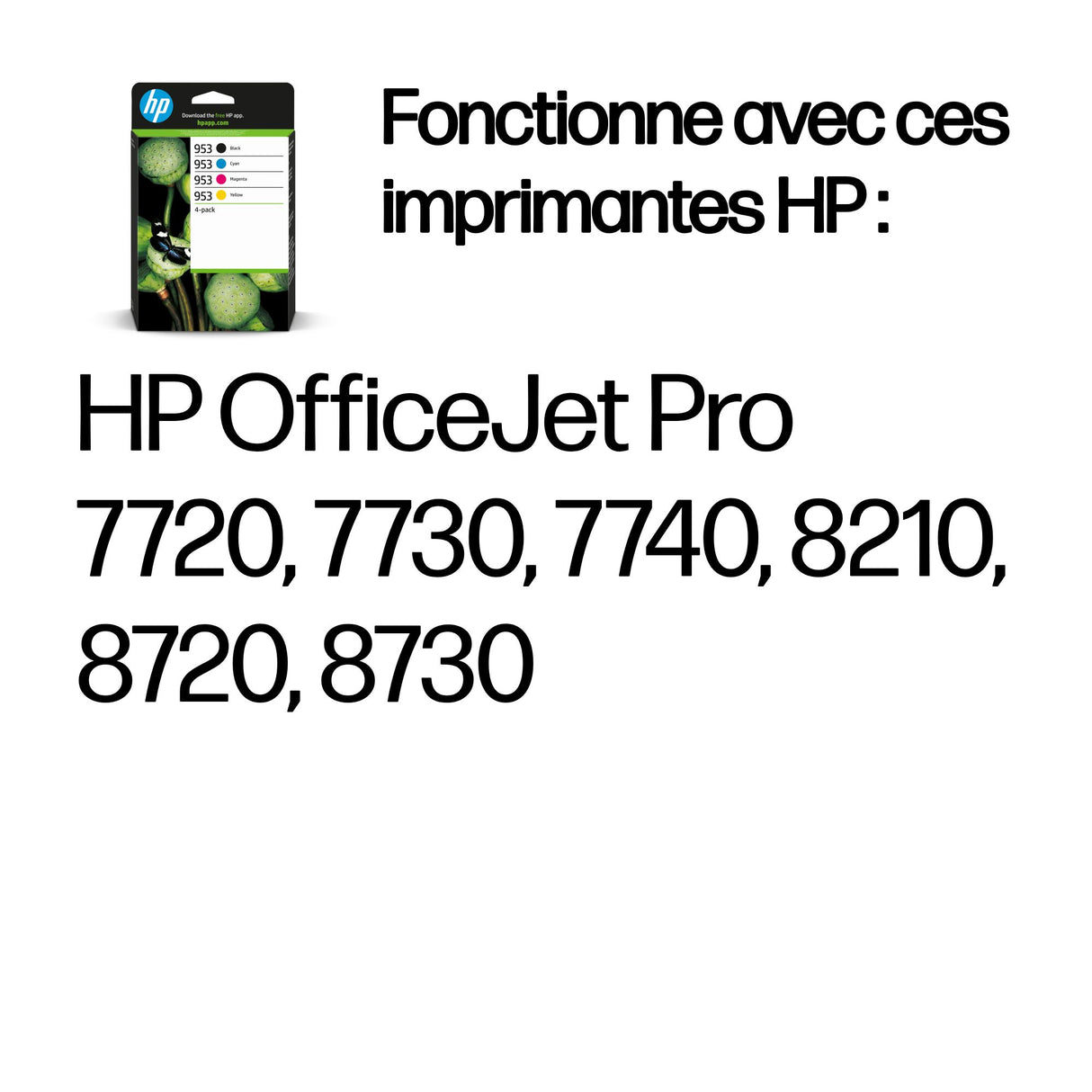 Pack 4 Cartouches d'encre HP 953 (Noir, Couleurs)